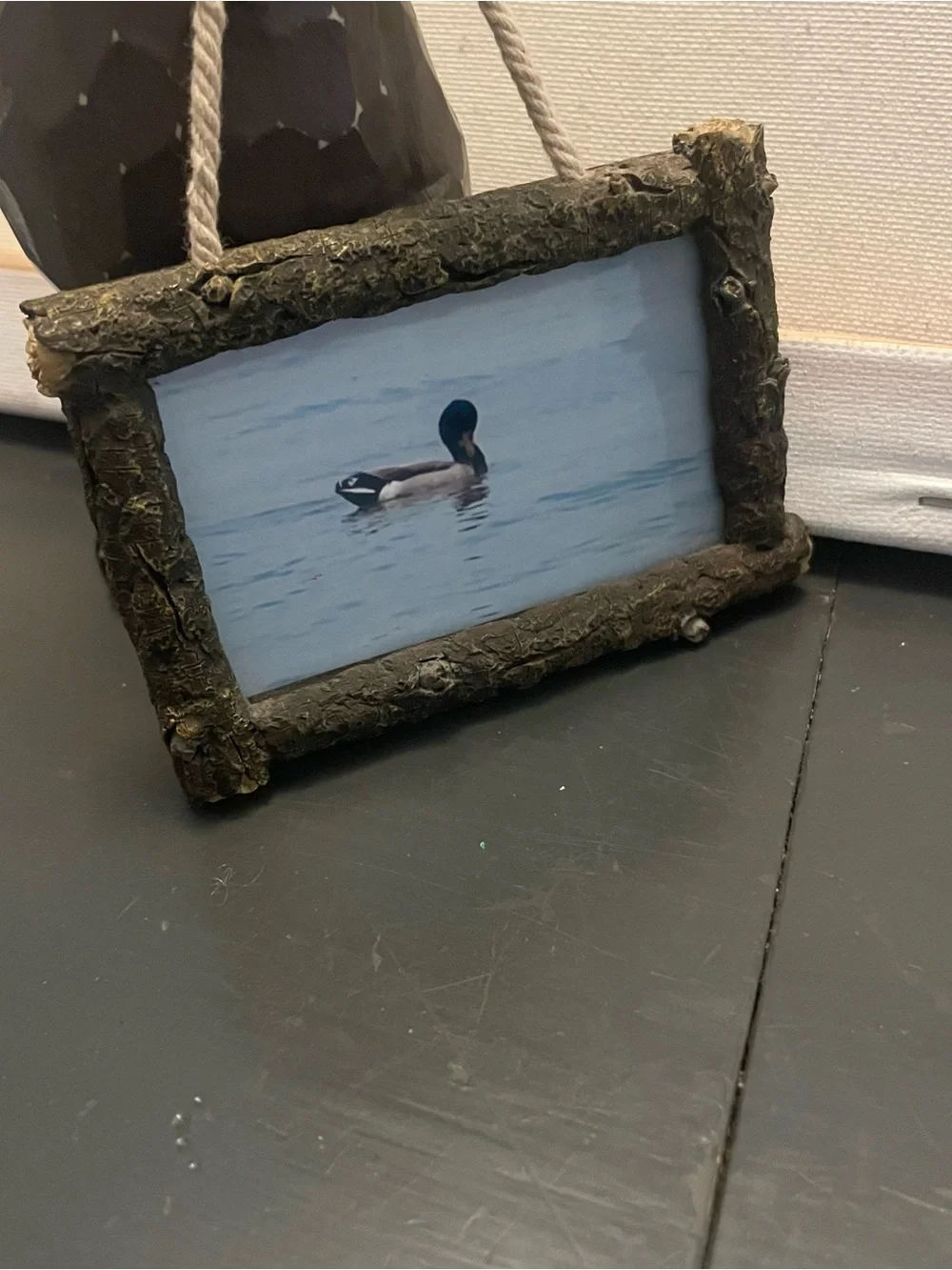 Moose Figurine with Duck picture Rustic for Cabin, Lodge, or Woodland Home Decor